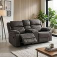 Morgan Manual Recliner Sofa - 2 Seater - with Storage Console - Iron - Fabric