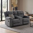 Morgan Manual Recliner Sofa - 2 Seater - with Storage Console - Slate Grey - Fabric
