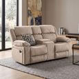 Morgan Manual Recliner Sofa - 2 Seater - with Storage Console - Taupe - Fabric
