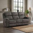 Morgan Manual Recliner Sofa - 3 Seater - Iron - Fabric