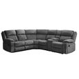Morgan Manual Recliner Corner Sofa - with Storage Console - Slate Grey - Fabric