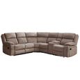 Morgan Manual Recliner Corner Sofa - with Storage Console - Taupe - Fabric