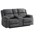 Morgan Manual Recliner Sofa - 2 Seater - with Storage Console - Slate Grey - Fabric