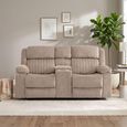 Morgan Manual Recliner Sofa - 2 Seater - with Storage Console - Taupe - Fabric