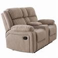 Morgan Manual Recliner Sofa - 2 Seater - with Storage Console - Taupe - Fabric