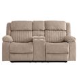 Morgan Manual Recliner Sofa - 2 Seater - with Storage Console - Taupe - Fabric