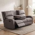 Silverton Recliner Sofa - 3 Seater - with Storage Console - Taupe - Fabric