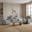 Somerton Recliner Sofa - 3+1+1 Seater - with Storage Console - Light Grey - Fabric