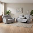 Somerton Recliner Sofa - 3+2 Seater - with Storage Console - Light Grey - Fabric