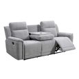Somerton Recliner Sofa - 3 Seater - with Storage Console - Light Grey - Fabric