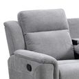 Somerton Recliner Sofa - 3 Seater - with Storage Console - Light Grey - Fabric