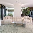 Novaro Sofa - Cream - Chaise - Fabric - LHF