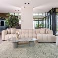 Novaro Sofa - Cream - Chaise - Fabric - RHF
