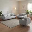 Louie Sofa Suite - 3+2+1 Seater - Grey Linen - Fabric