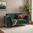 Mickey Sofa - 2 Seater - Emerald Green Velvet and Walnut - Fabric and Wood