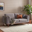 Mickey Sofa - 3 Seater - Stone Grey Velvet and Walnut - Fabric and Wood