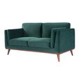 Mickey Sofa - 2 Seater - Emerald Green Velvet and Walnut - Fabric and Wood