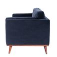 Mickey Sofa - 2 Seater - Midnight Blue Velvet and Walnut - Fabric and Wood