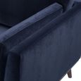 Mickey Sofa - 2 Seater - Midnight Blue Velvet and Walnut - Fabric and Wood