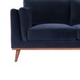 Mickey Sofa - 2 Seater - Midnight Blue Velvet and Walnut - Fabric and Wood