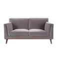 Mickey Sofa - 2 Seater - Stone Grey Velvet and Walnut - Fabric and Wood