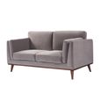 Mickey Sofa - 2 Seater - Stone Grey Velvet and Walnut - Fabric and Wood