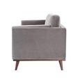 Mickey Sofa - 2 Seater - Stone Grey Velvet and Walnut - Fabric and Wood