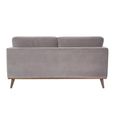 Mickey Sofa - 2 Seater - Stone Grey Velvet and Walnut - Fabric and Wood