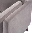 Mickey Sofa - 2 Seater - Stone Grey Velvet and Walnut - Fabric and Wood
