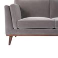 Mickey Sofa - 2 Seater - Stone Grey Velvet and Walnut - Fabric and Wood