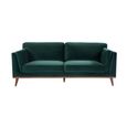 Mickey Sofa - 3 Seater - Emerald Green Velvet and Walnut - Fabric and Wood