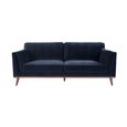 Mickey Sofa - 3 Seater - Midnight Blue Velvet and Walnut - Fabric and Wood