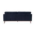Mickey Sofa - 3 Seater - Midnight Blue Velvet and Walnut - Fabric and Wood