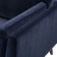 Mickey Sofa - 3 Seater - Midnight Blue Velvet and Walnut - Fabric and Wood