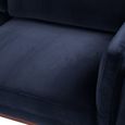 Mickey Sofa - 3 Seater - Midnight Blue Velvet and Walnut - Fabric and Wood