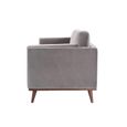 Mickey Sofa - 3 Seater - Stone Grey Velvet and Walnut - Fabric and Wood