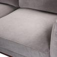 Mickey Sofa - 3 Seater - Stone Grey Velvet and Walnut - Fabric and Wood