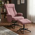Apero Swivel Armchair - with Stool - Rose and Black - Fabric and Metal