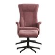 Apero Swivel Armchair - with Stool - Rose and Black - Fabric and Metal