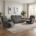 Belgrave Manual Recliner Sofa Suite - 3+1+1 Seater - Grey - Fabric