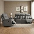 Belgrave Manual Recliner Sofa Suite - 3+2 Seater - Grey - Fabric