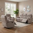 Belgrave Manual Recliner Sofa Suite - 3+1+1 Seater - Oatmeal - Fabric