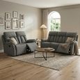 Belgrave Manual Recliner Sofa Suite - 3+2 Seater - Grey - Fabric