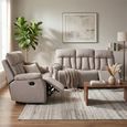 Belgrave Manual Recliner Sofa Suite - 3+2 Seater - Oatmeal - Fabric