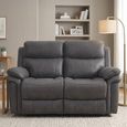 Richmond Electric Recliner Sofa - 2 Seater - Charcoal - Leather Look Fabric
