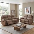 Richmond Manual Recliner Sofa - 3+2 Seater - Sahara - Leather Look Fabric