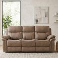 Richmond Manual Recliner Sofa - 3 Seater - Sahara - Leather Look Fabric