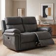 Richmond Electric Recliner Sofa - 2 Seater - Charcoal - Leather Look Fabric