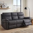Richmond Electric Recliner Sofa - 3 Seater - Charcoal - Leather Look Fabric