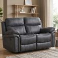Richmond Manual Recliner Sofa - 2 Seater - Charcoal - Leather Look Fabric